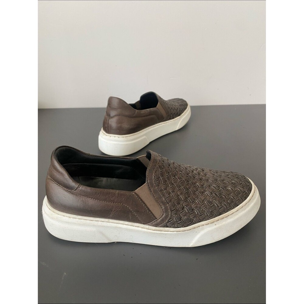 M. Gemi Chocolate Brown Woven Leather Slip-On Loafers 37.5 / 7-7.5 Casual Chic